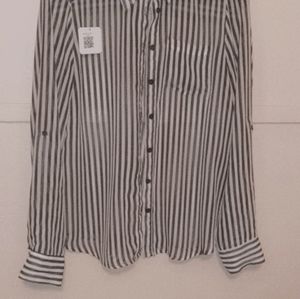 Winter green pin strip blouse